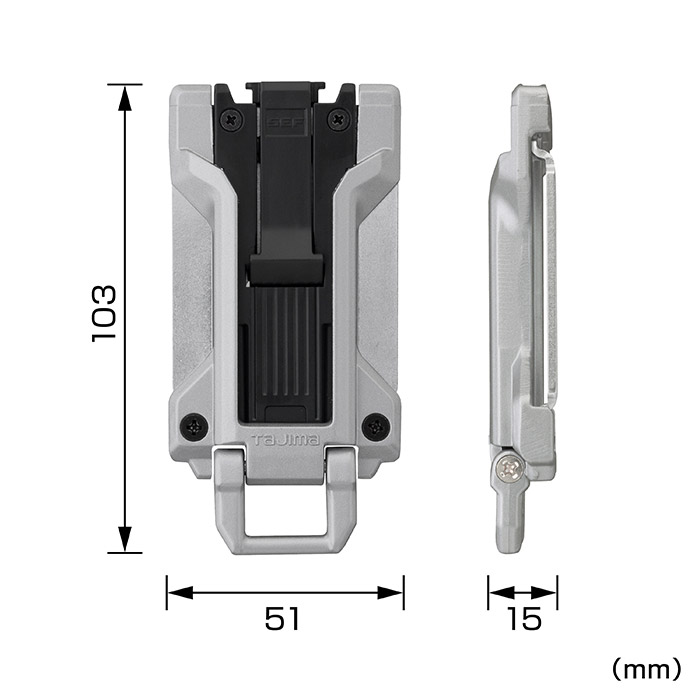 セフホルダー胴ベルト用 金属 フィット 寸法図